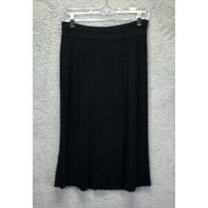 VTG Escorpion Womens 8 Black Knit Midi Skirt Ribbed Stretch Spain Minimalist